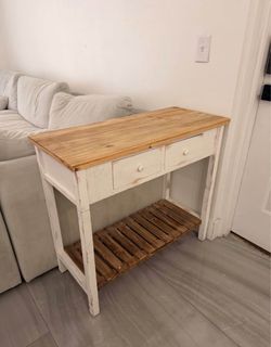 Farmhouse Wood Console Table with Drawers