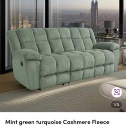 Mint green turquoise Cashmere Fleece Living Room Recliner Intelligent Sofa Heavy Duty