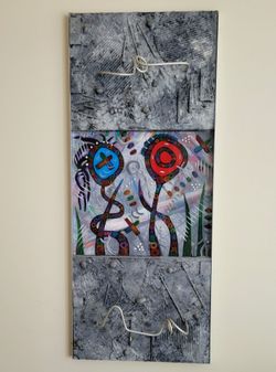 Modern David Scherer 3D Abstract Mixed Media Art Signed 18x44 American