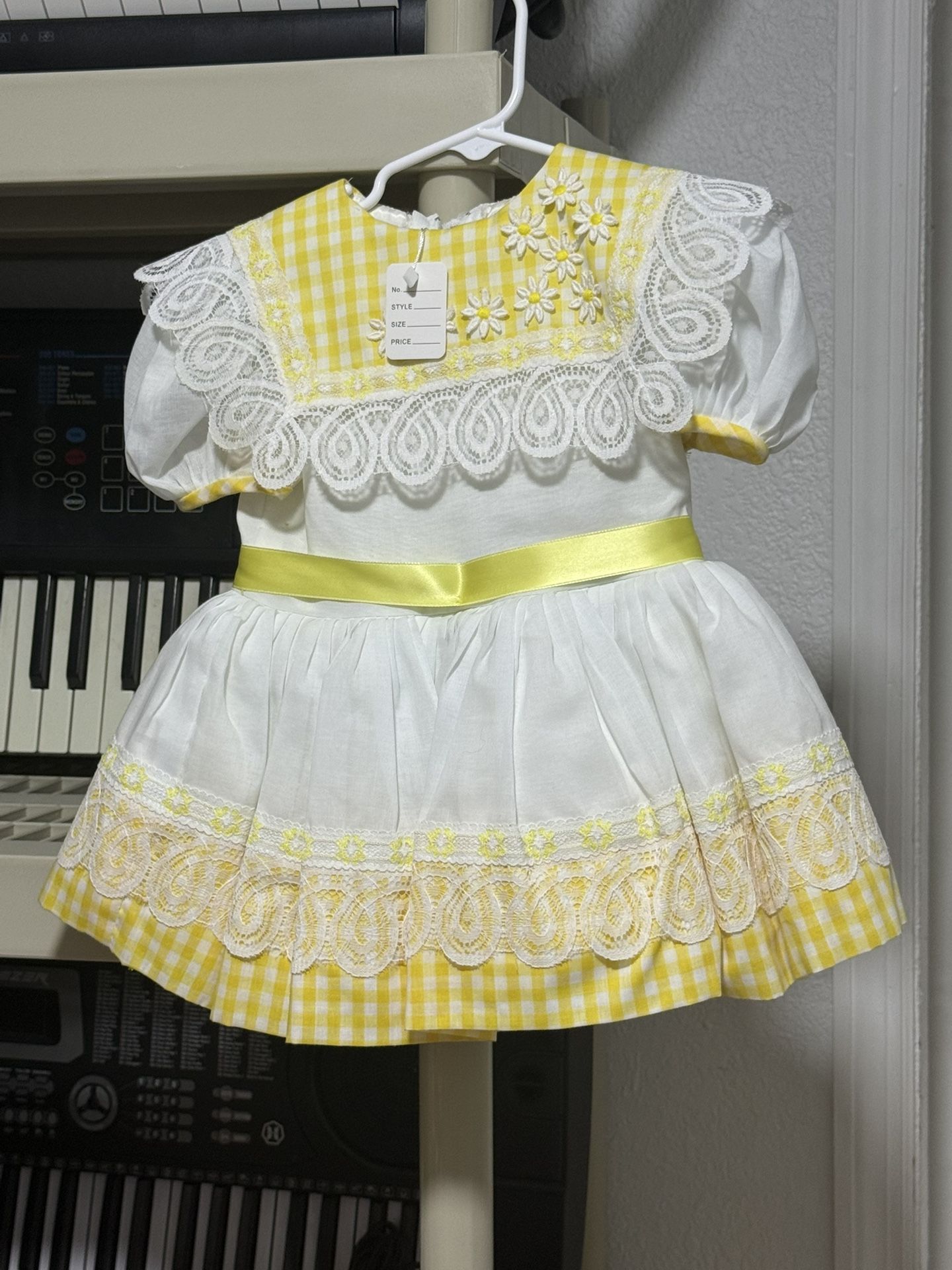 White With Yellow Accents Children’s Dress