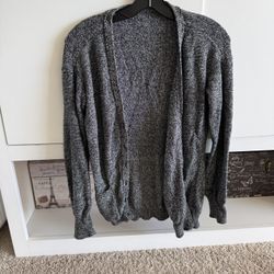 Gray Sweater Cardigan for Women - Long Sleeves, Size M