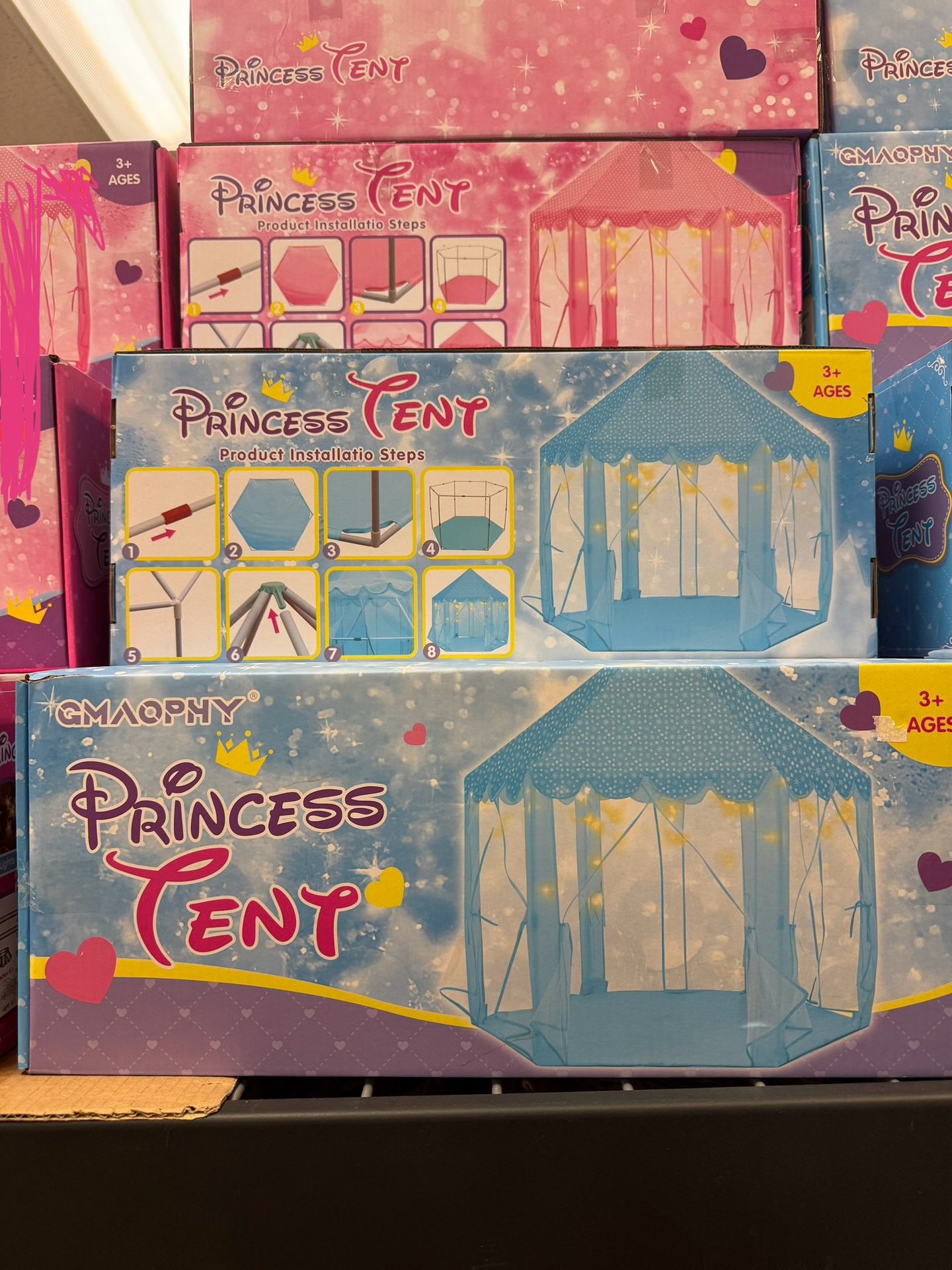 Monobeach Princess Tent Girls Large Playhouse Kids Castle Play Tent with Star Lights Toy for Children Indoor and Outdoor Games, 55" × 53" (DxH)