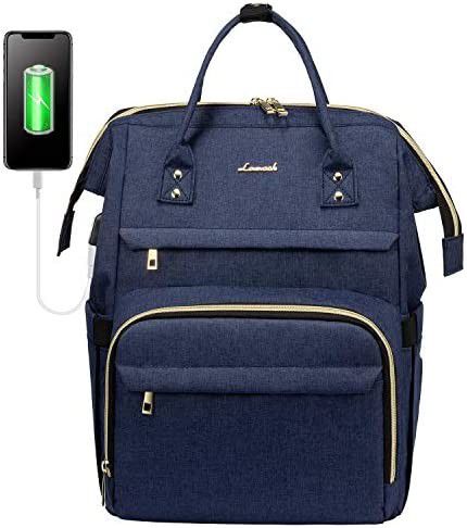 LOVEVOOK Laptop Backpack for Women Fashion Travel Bags Business Computer Purse Work Bag with USB Port, Navy


