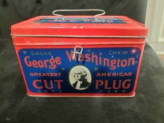 Cut Plug Tobacco Tin Lunch Box with Handle, George Washington