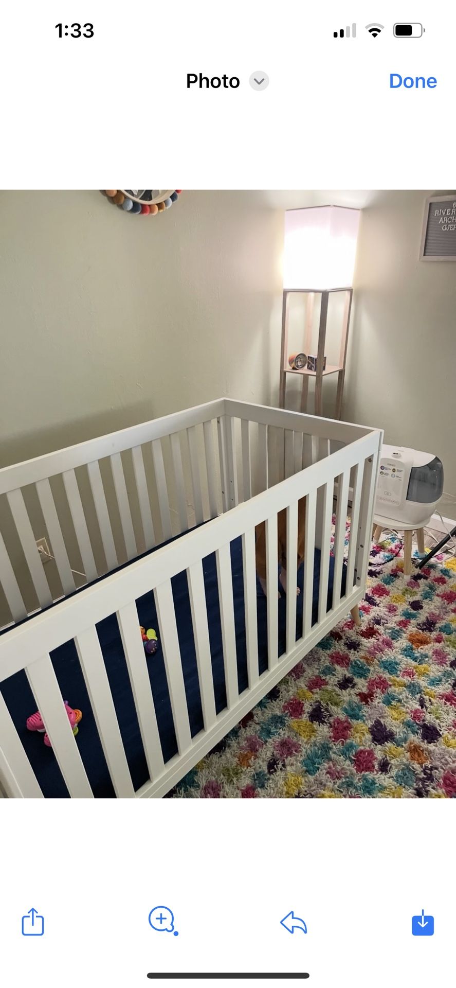 White Wood Baby Crib