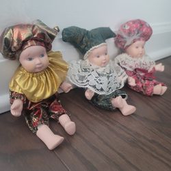 Three Vintage capodimonte porcelain dolls