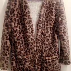 Leopard Print Fleece Fuzzy Coat / NEW 