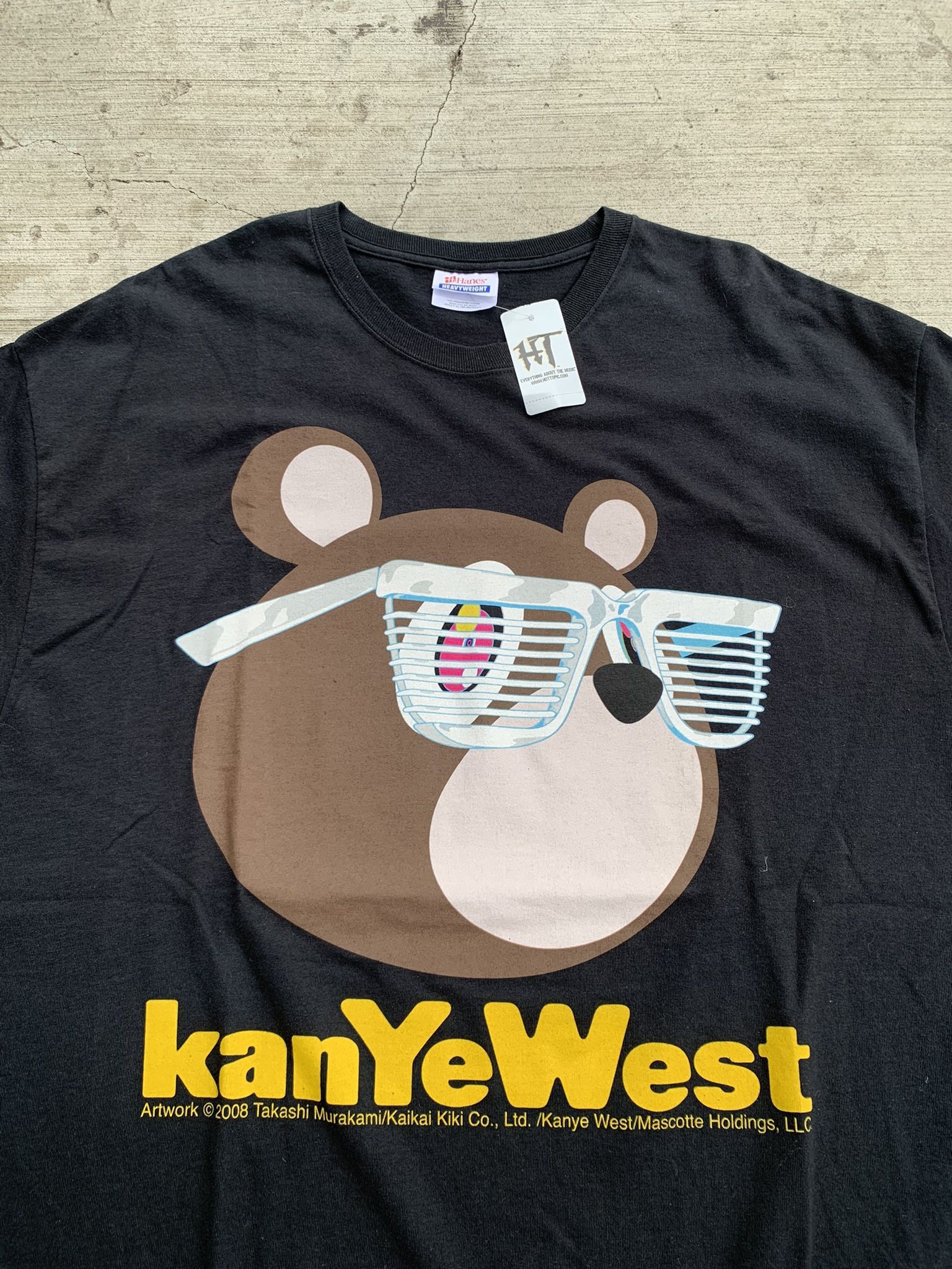 Vintage Kanye West Takashi Murakami Graduation Bear Brand New DS Rare Rap Band Tee Shirt Black Multi