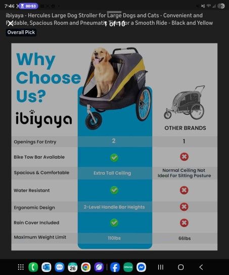 Ibiyaya Pet Stroller Up To 110lbs Dog