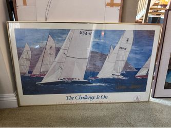 Vintage 1992 America’s Cup Defense poster - Signed by Dennis Conner and another signature.