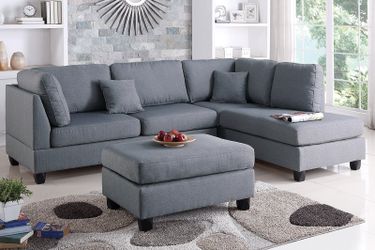 New grey sofa sectional with ottoman