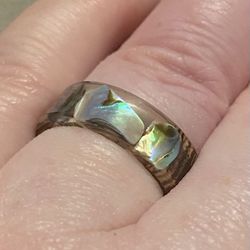 Wood Grain, Stone Pebble Resin Ring Sz 7, 8.5