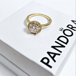 Gold with large cz diamond women's ring Gift Size 6 Or 7