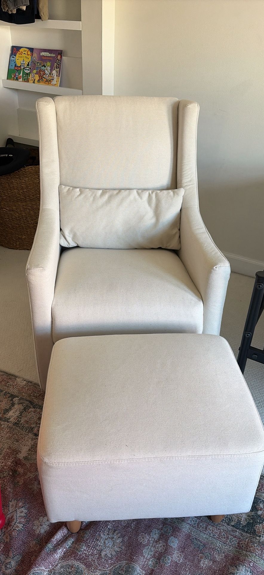 Nursery Chair With Ottoman And Pillow