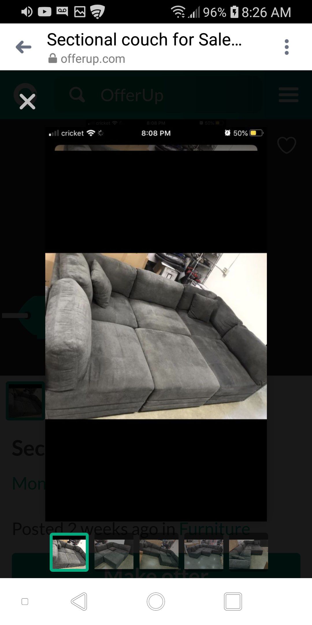 Sectional couch grey