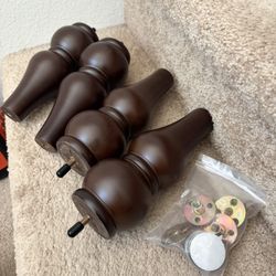 4 Pack Wood Furniture Legs 8 inch Sofa Legs, Round Couch Legs Espresso Wooden Furniture Feet for Sofa Couch Set of 4,Sofa Replacement Parts