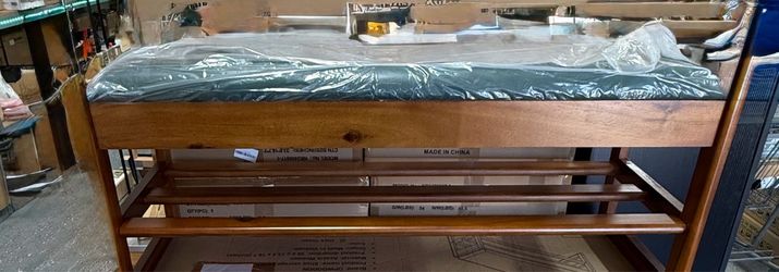 Wooden Storage Bench with Cushion Seat