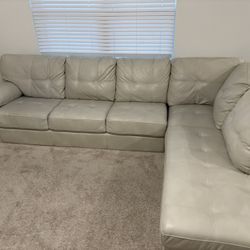 Cream Leather Couch