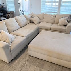 Living Spaces L-Shaped Couch and Ottoman