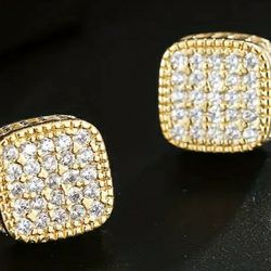 Elegant Golden-Plated Zirconia Copper Thread Earrings - Perfect Jewelry Gift for Women