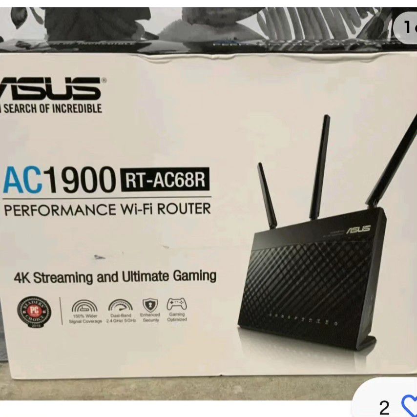 🏯 $90🪴ASUS RT-AC68R Wireless-AC1900 Dual-Band Gigabit Router 4K STREAMING 🆕Aa17 nuevo