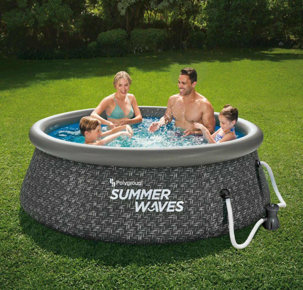 Summer Waves 8ft x 2.5ft Above Ground Inflatable Outdoor Pool with Pump