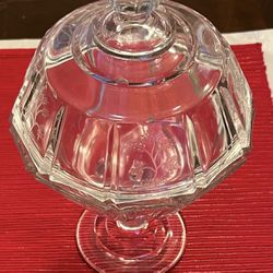 Antique Victorian Glass Compote with Flower Design Candy Dish