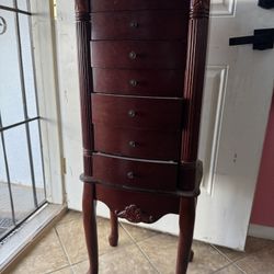 Cherry Wood Jewelry Armoire