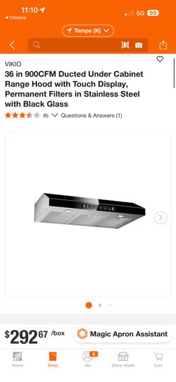 VIKIO 36 in 900CFM Ducted Under Cabinet Range Hood with Touch Display