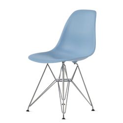 Modern Contemporary Paris Tower Side Chair Dining Chair Chrome Leg, Blue, Set of 2 (Blue)