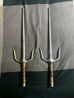 Pair of Steel Sai Martial Arts Weapons