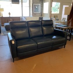 Midnite Blue Mod Leather Sofa