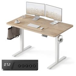 FEZIBO Electric Standing Desk Adjustable Height, 48 × 24 Inch Sit and Stand, Home Office Desk, Ergonomic Workstation Computer Desk, Maple