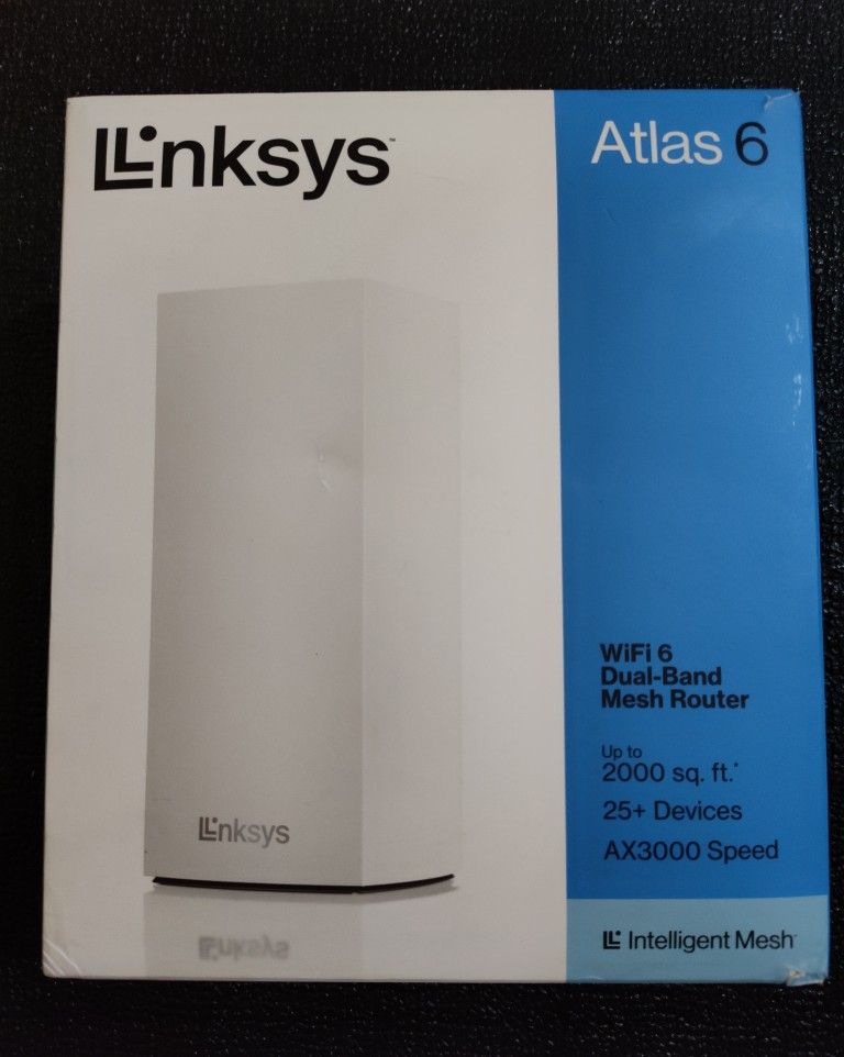Linksys Atlas WiFi 6 Router Home WiFi Mesh System, Dual-Band, 2,000 Sq. ft Coverage, 25+ Devices, Speeds up to (AX3000) 3.0Gbps