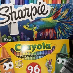 Sharpie: 17 Pieces, Crayola Cryons: 96 Pieces 