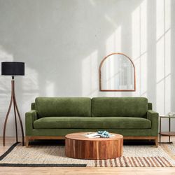 New Poly & Bark Zyon 90″ Sofa – Distressed Green – Retail $1,973 – Delivery Available