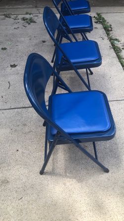 Blue padded chairs metal foldable