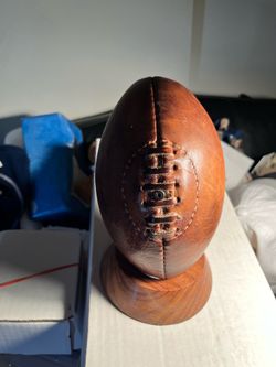 CUSTOM MINI RUGBY FOOTBALL W/ stand  LEATHER CUSTOM MADE UNITED KINGDOM