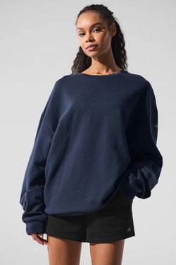 Alo Yoga Chill Crew Neck Pullover XS 2-4 Navy Blue