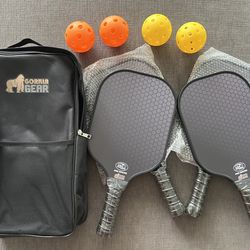 Gorilla Gear set of 4 Pickleball Paddles, Balls, and Case