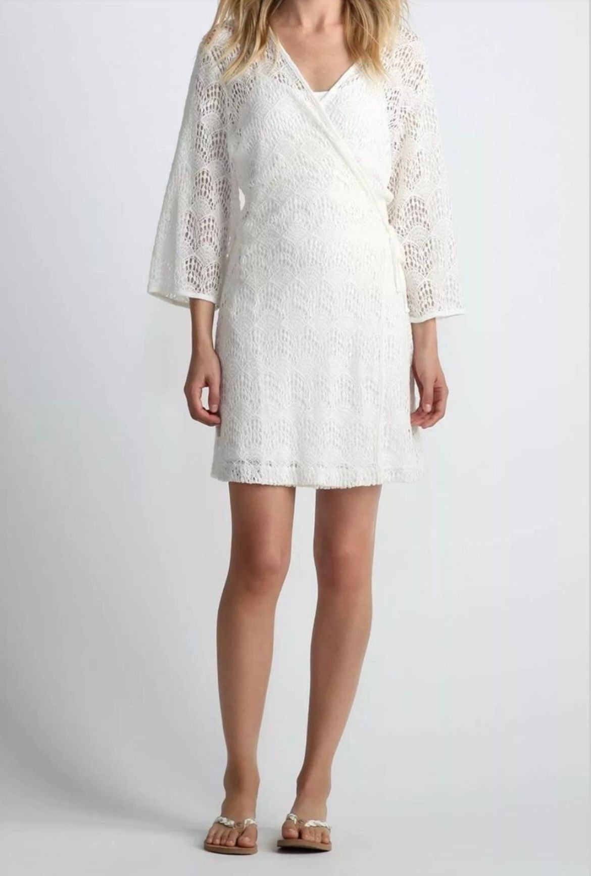 UGG Australia White Sheer Lace Robe