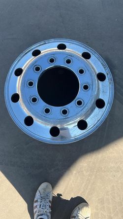 This is a 22.5" x 8.25" Alcoa forged aluminum wheel with a 10-lug hub pilot pattern.
