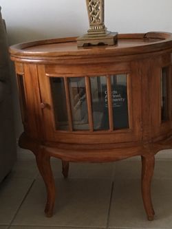 Teak table with separate tray
