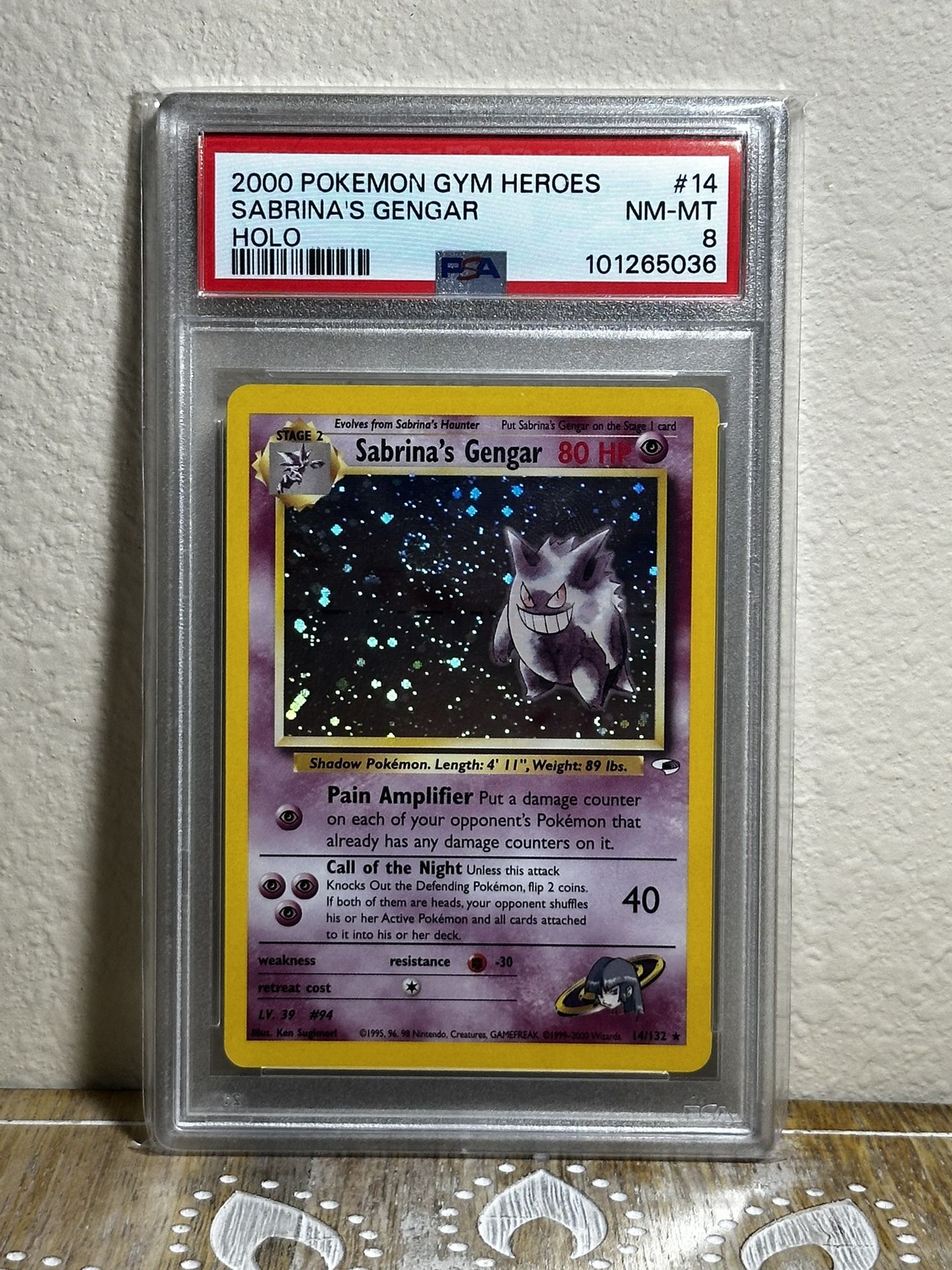 Sabrina's Gengar Holo PSA 8 Swirl Pokemon Card