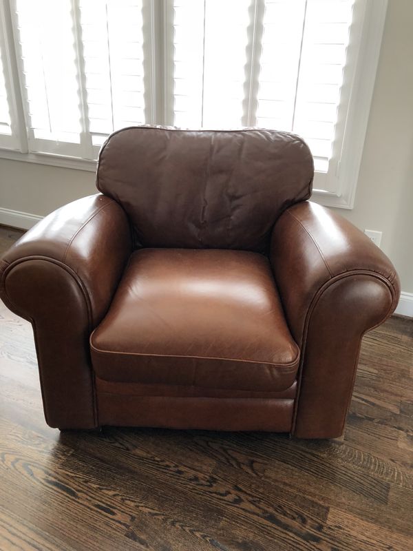 Pottery Barn Brown Leather Chair And Ottoman For In Raleigh Nc Pottery Barn Brown Leather Chair And Ottoman