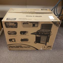 NEW Blue Rhino Razor 3 Burner Portable LP Gas Griddle With Prep Cart