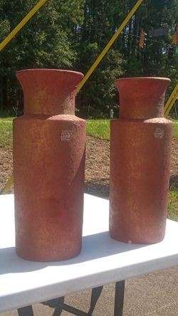 New terracotta floor vases thick and elegant made in Portugal 40 each or 75 for the set