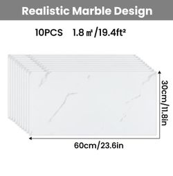 40 pcs Marble Peel and Stick Tile for Kitchen Backsplash, 23.6"x11.8" 
