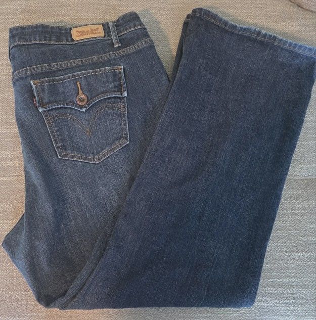 Womens Plus Size 18W Levi's 590 Bootcut Stretch Jeans Levis Denim Blue EUC Comfy