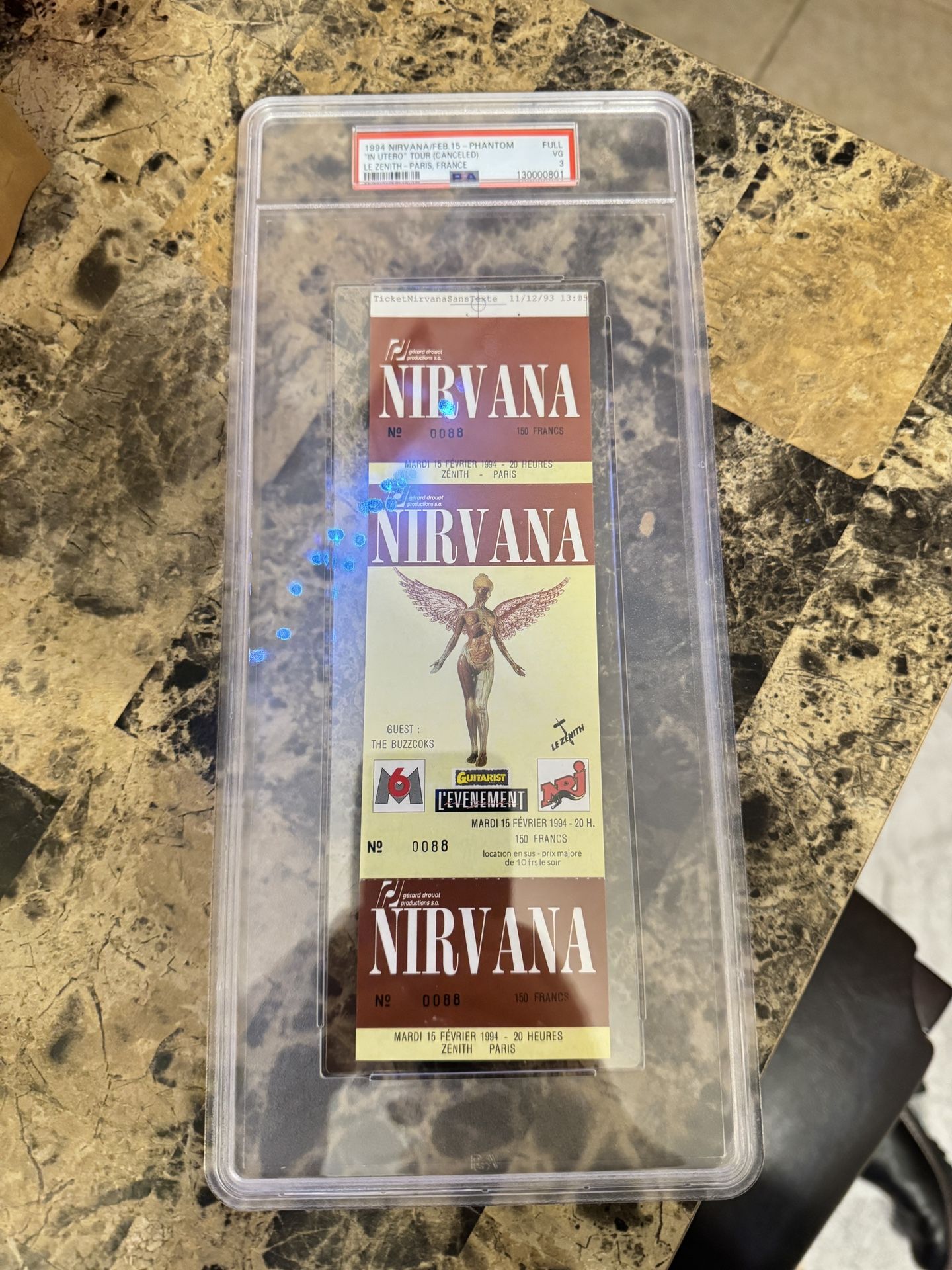 Nirvana PSA Graded Ticket In Utero Tour 1994